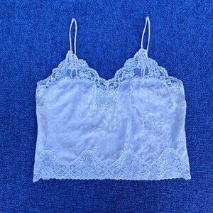 VTG Indulgence Cami Size 36 White Lace Trim Coquette Feminine Dainty Romantic